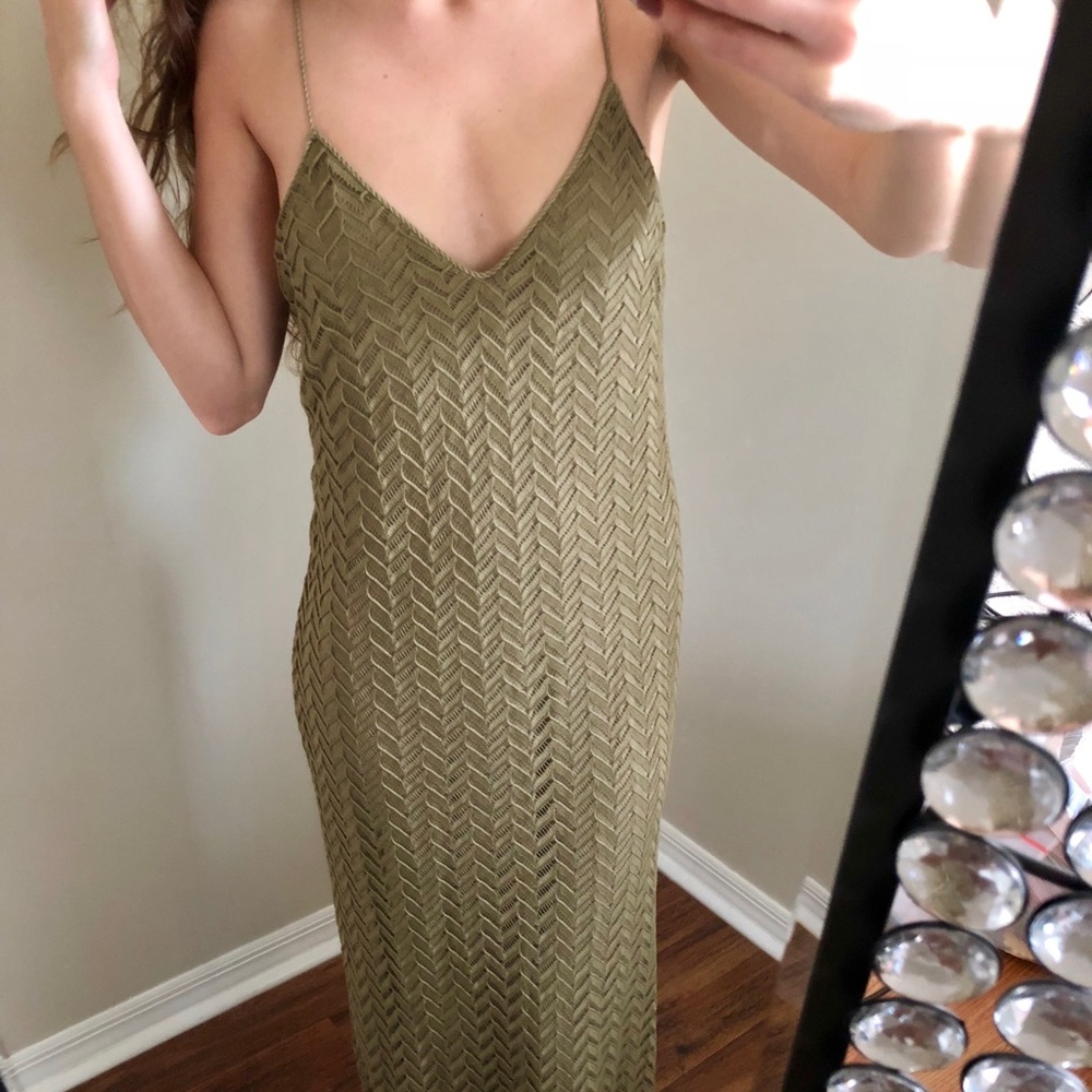 Guess Green Spaghetti Strap Maxi Dress Long Dress Size Medium New With Tags